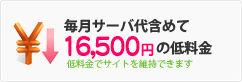 毎月サーバ代含めて16,500
円の低料金 | 低料金でサイトを維持出来ます