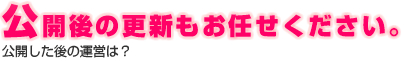 公開後の更新もお任せください。 | 公開した後の運営は？
