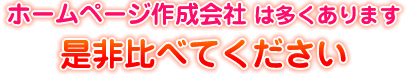 ホームページ作成会社は多くあります　是非比べてください